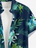 Ensemble de plage hawaïen assorti pour couples, imprimé fleurs et feuilles tropicales, grandes tailles - Bleu profond 