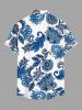 Ensemble de plage hawaïen assorti pour couples, grande taille, imprimé floral et feuilles en porcelaine bleue et blanche - Bleu 