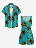Matching Hawaii Shirt and Romper Plus Size Beach Outfit Coconut Tree Printed for Couples -  