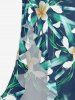 Robe hawaïenne à imprimé floral tropical et feuilles, à volants et fente cache-cœur - Bleu profond S