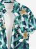 Plus Size Flowers Leaf Print Buttons Pocket Hawaii Shirt For Men -  