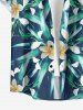 Plus Size Flowers Leaf Print Buttons Pocket Hawaii Shirt For Men -  