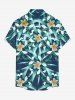 Plus Size Flowers Leaf Print Buttons Pocket Hawaii Shirt For Men -  