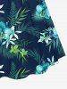 Flowers Tropical Leaf Print Cinched Hawaii Dress -  