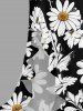 Daisy Flowers Print Hawaii Ruffles Split Surplice Dress -  
