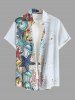 Plus Size Starfish Conch Coral Print Buttons Pocket Hawaii Shirt For Men -  