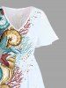 Robe mi-longue hawaïenne fendue à imprimé étoiles de mer et corail, grande taille - Bleu clair L