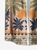 Plus Size Coconut Tree Geo Pattern Print Buttons Pocket Hawaii Shirt For Men -  
