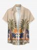 Plus Size Coconut Tree Geo Pattern Print Buttons Pocket Hawaii Shirt For Men -  
