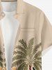 Plus Size Coconut Tree Geo Pattern Print Buttons Pocket Hawaii Shirt For Men -  