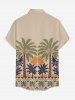 Plus Size Coconut Tree Geo Pattern Print Buttons Pocket Hawaii Shirt For Men -  