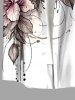 Chemise hawaïenne grande taille à imprimé floral et feuilles, boutons et poche pour homme - Blanc XL