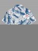 Chemise hawaïenne grande taille pour homme, à imprimé floral tropical et feuilles, boutons et poche. - Bleu M
