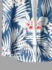 Chemise hawaïenne grande taille pour homme, à imprimé floral tropical et feuilles, boutons et poche. - Bleu M