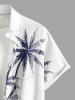 Chemise hawaïenne grande taille pour homme, imprimée cocotiers, montagnes et paysage marin, avec poches et boutons. - Bleu profond XL