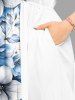 Robe midi hawaïenne fendue à imprimé tropical fleurs et feuilles, grande taille - Blanc XXS