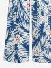 Flowers Tropical Leaf Print Hawaii Wide Leg Jumpsuit -  