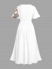 Robe mi-longue hawaïenne fendue à imprimé floral et feuilles grande taille - Blanc S