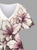 Robe mi-longue hawaïenne fendue à imprimé floral et feuilles grande taille - Blanc S