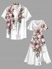 Robe mi-longue hawaïenne fendue à imprimé floral et feuilles grande taille - Blanc S