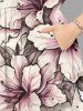 Robe mi-longue hawaïenne fendue à imprimé floral et feuilles grande taille - Blanc L