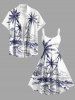Robe débardeur hawaïenne grande taille imprimée cocotiers, montagnes et paysage marin - Bleu profond S