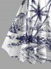 Robe débardeur hawaïenne grande taille imprimée cocotiers, montagnes et paysage marin - Bleu profond 6X