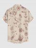 Dinosaur Pirate Ship Rudder Print Buttons Pocket Hawaii Shirt For Men -  