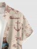 Dinosaur Pirate Ship Rudder Print Buttons Pocket Hawaii Shirt For Men -  