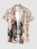 Dinosaur Pirate Ship Rudder Print Buttons Pocket Hawaii Shirt For Men -  