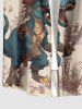 Dinosaur Pirate Ship Rudder Print Buttons Pocket Hawaii Shirt For Men -  