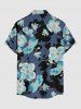 Plus Size Flowers Print Buttons Pocket Hawaii Shirt For Men -  