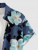 Plus Size Flowers Print Buttons Pocket Hawaii Shirt For Men -  
