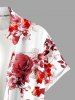 Rose Flowers Leaf Print Buttons Pocket Hawaii Shirt For Men - Rouge 4XL