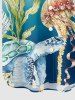Chemise hawaïenne grande taille pour homme, imprimé ombré méduse, pieuvre et tortue, boutons et poche. - Bleu Ciel S