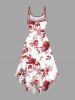 Rose Flowers Leaf Print High Low Hawaii Cami Dress - Rouge S
