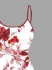 Rose Flowers Leaf Print High Low Hawaii Cami Dress - Rouge S