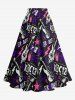 Rock Star Guitar Crown Graffiti Print Split Hawaii Skirt - Noir 2X