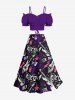 Rock Star Guitar Crown Graffiti Print Split Hawaii Skirt - Noir 2X