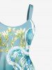 Robe débardeur hawaïenne grande taille à imprimé ombré méduse, pieuvre et tortue - Bleu Ciel 6X