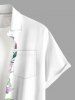 Plus Size Rose Flowers Leaf Print Buttons Pocket Hawaii Shirt For Men -  