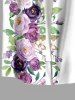 Plus Size Rose Flowers Leaf Print Buttons Pocket Hawaii Shirt For Men -  