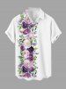 Plus Size Rose Flowers Leaf Print Buttons Pocket Hawaii Shirt For Men -  