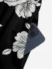 Plus Size Flowers Leaf Print V Neck Hawaii Wide Leg Jumpsuit - Noir XL