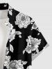 Plus Size Flowers Leaf Print Buttons Pocket Hawaii Shirt For Men -  