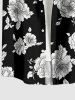 Plus Size Flowers Leaf Print Buttons Pocket Hawaii Shirt For Men -  