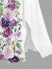 Robe mi-longue hawaïenne fendue à imprimé rose et feuilles grande taille - Blanc S