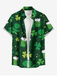 Chemise à poches pour homme, grande taille, motif clous de girofle et bière, avec boutons. - Vert profond 4XL