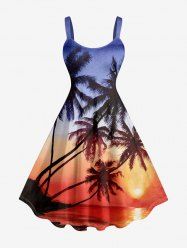 Coconut Tree Ombre Print Hawaii Tank Dress -  