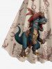 Dinosaur Pirate Ship Rudder Print Plus Size Matching Hawaii Beach Outfit For Couples -  